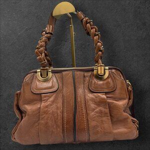 Chloe Brown Calfskin Leather Heloise Satchel Shoulder/Handbag